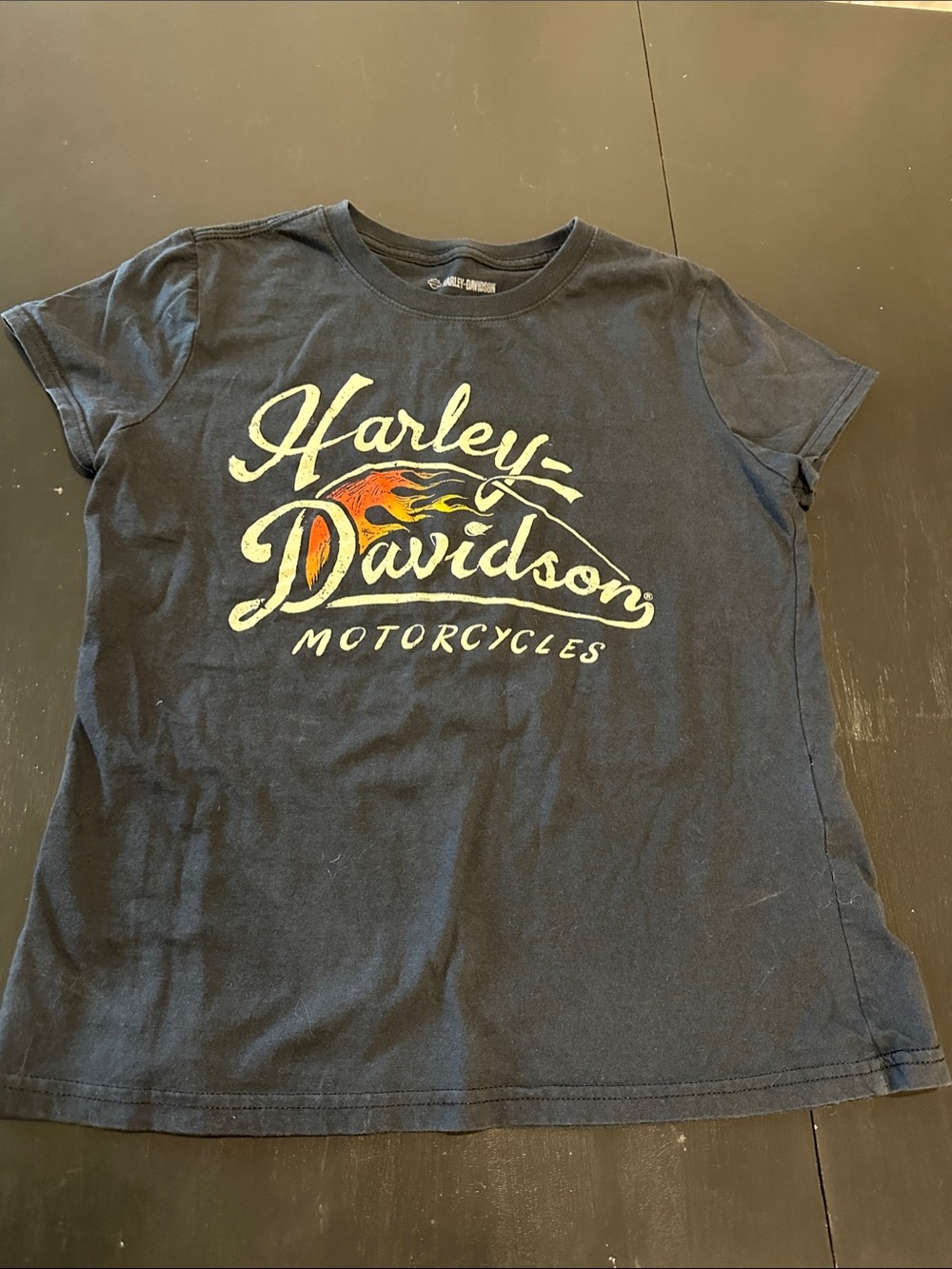 Harley-Davidson Black Tee with Orange and Cream Logo